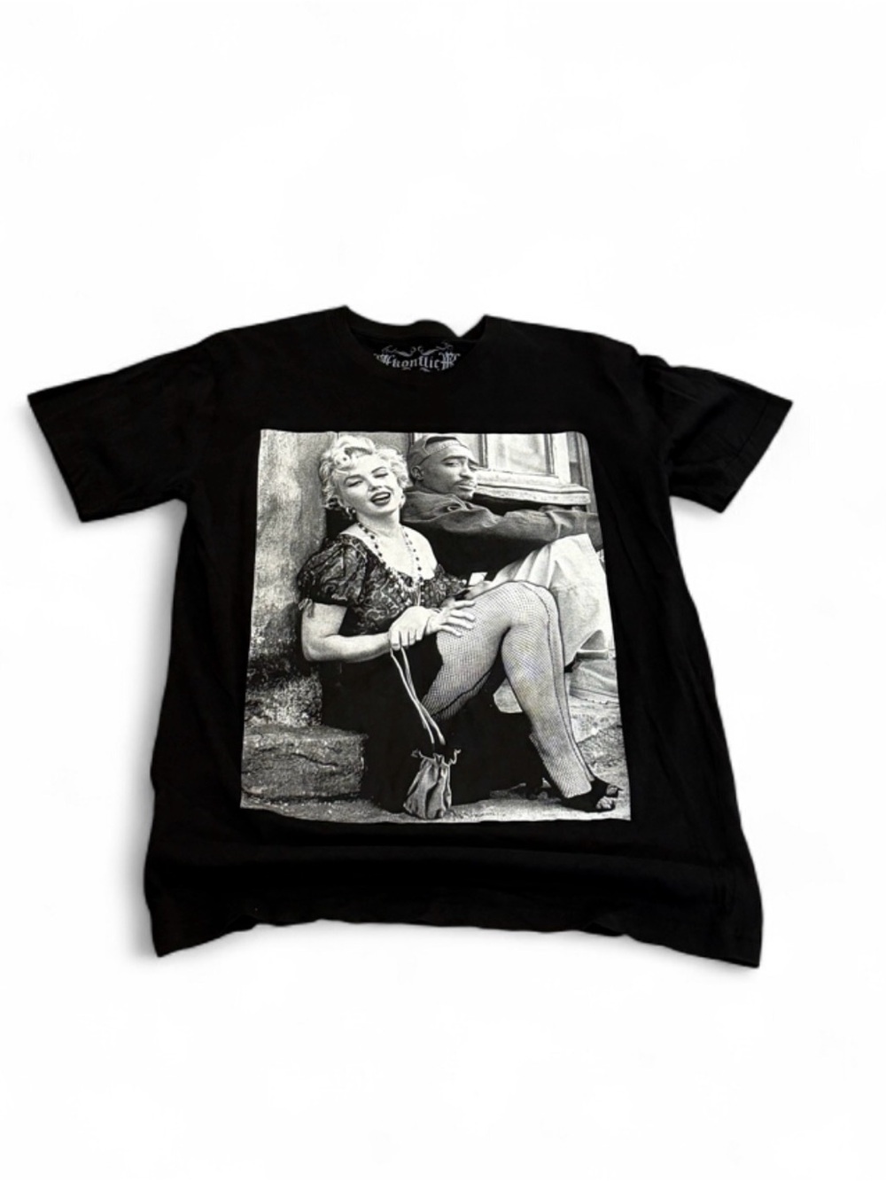 Source Unknown Black Short Sleeve Tee with Vintage Photo Graphic